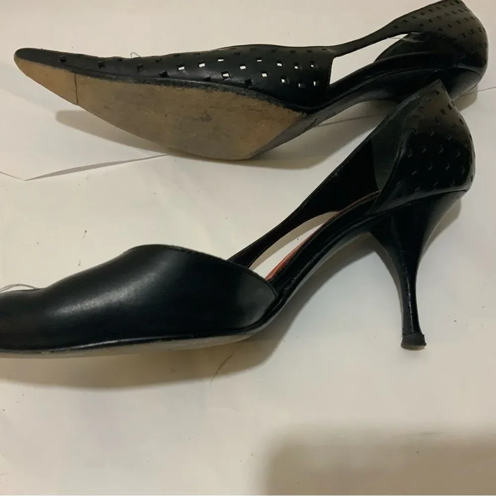 Saint Laurent black Perforated Leather D'orsay Pumps Size 39 - Picture 7 of 15